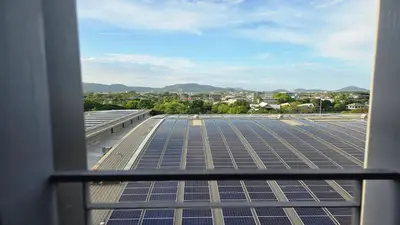a view of a roof with solar panels on it at The Chalong Pearl 1BR T1-703 in Phuket Town