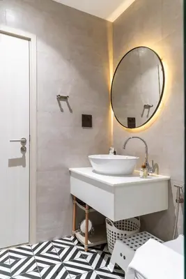 a bathroom with a white sink and a mirror at Title Halo Life in Yellow 40m2 King Bed Pool in Nai Yang Beach