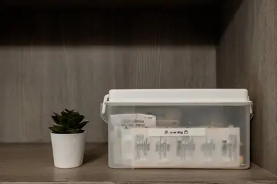 a container with a plant sitting on a shelf at Udomsuk Pool Villa Krabi in Ban Khlong Haeng