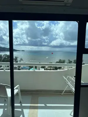 a view of the ocean from a balcony at Patong Tower sea view 2B in Patong Beach