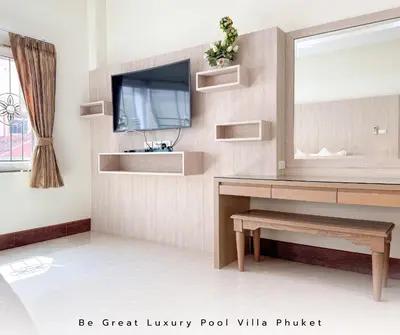 a bathroom with a sink and a mirror at Luxury Pool Villa 5 mins to Phuket Old Town in Ban Lo Long