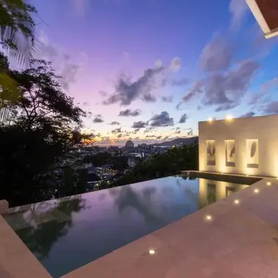 Patong 180-degree stunning sea view modern 4-bedroom villa sleeps 10 private pool stunning sunset BBQ