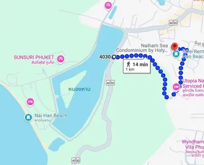 a map of the marriott harbor beach resort at Stunning 60 sqm Studio at NaiHarn Beach Condo, Walk to Beach, Your Tropical Retreat! in Rawai Beach