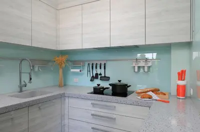a kitchen with white cabinets and a counter top at 4BDR Sugar Villa 2 in Kamala Beach