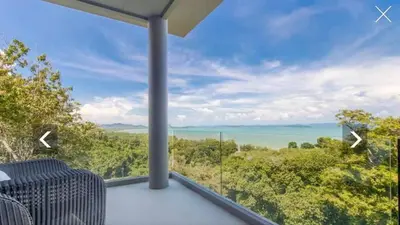 an ocean view from the balcony of a house at Ocean Heart 5BDR Seaview LUX villa in Ban Bang La