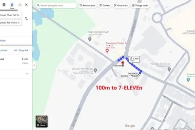 a map of the location of a town to eleven at The Base Central Phuket in Phuket Town