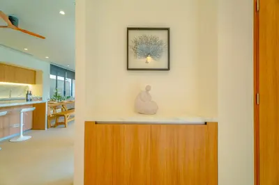 a kitchen with a counter with a vase on it at Sava Villa near Rawai in Ban Saiyuan (1)