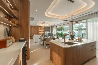 a kitchen with a sink and a counter top at Nature's Rest Private Pool Villa Rawai in Phuket Town