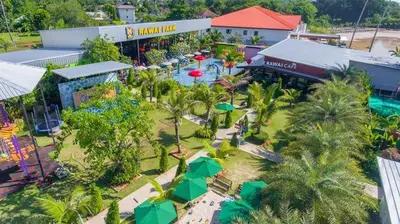 an aerial view of a resort with a swimming pool at 3 Bedrooms villa walking distance to Rawai beach in Rawai Beach