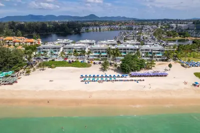 an aerial view of a beach at a resort at Laguna Seaview Penthouse with Rooftop Pool 50 m to Bang Tao Beach in Bang Tao Beach