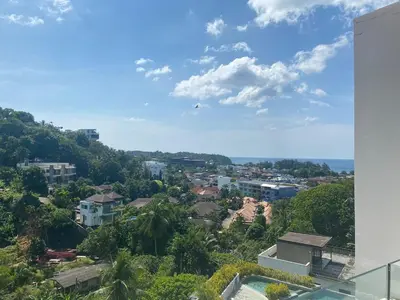 a view of a city with trees and buildings at Ark Studio only 10 Minutes from kataKaron Beach in Karon Beach