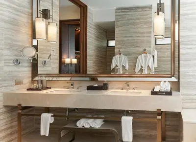a bathroom with a sink and a mirror at Phuket V Building 19 Villas with Andaman Sea View Private Swimming Pool and Spa in Ban Ao Makham