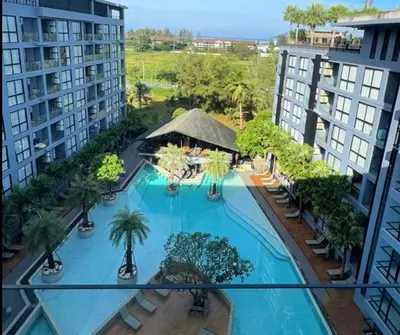 an overhead view of a swimming pool at a resort at C161 1Km to beach New City gate in Kamala Beach