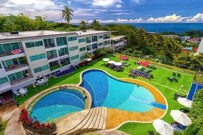 an aerial view of a resort with a swimming pool at C162 Sea View 8 Minuets to Patong Karon Butter Fly in Karon Beach