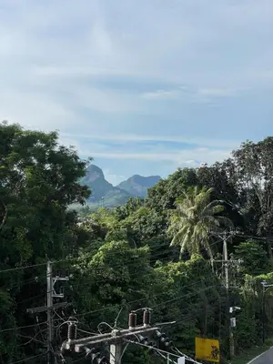 a view of a forest with mountains in the background at Prime Location46 sqm Room, King-Size Bed in Ao Nang Beach