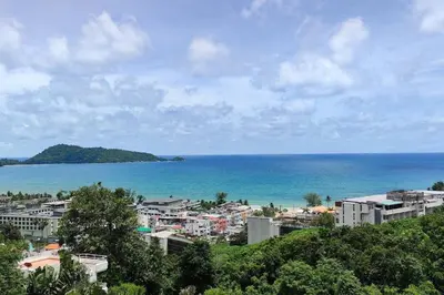 a view of a city and the ocean at Sawansa 33B 425m2 Luxury Seaview Pool near Beach in Patong Beach
