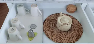 a display of vases and other items on a table at Skyframe pool villa near Bangtao beach, Bluetree, Thalang in Ban Pak Lak