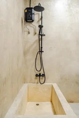 a bathroom with a shower with a sink at Cactus Villa 2024, Krabi in Klong Muang Beach