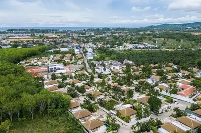 an aerial view of a residential suburb at V91 Where The Rich People Go Trichada Resort in Thalang