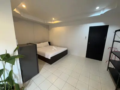 a small room with a bed and a plant at Patong Canal Villa 101 in Patong Beach
