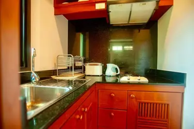 a kitchen with a sink and a counter top at Rose Pool Villa The perfect private oasis in Rawai Beach