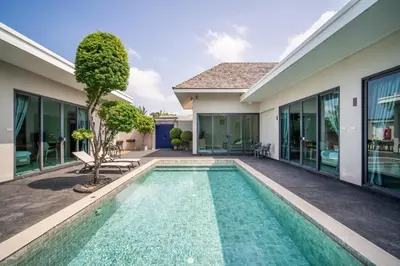 an image of a swimming pool in a house at Tropical 4 Bedroom Pool Villa in Laguna Phuket