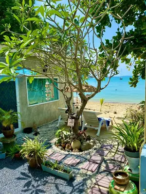 a tree in a garden next to a beach at Beach Loft in Ko Thanan