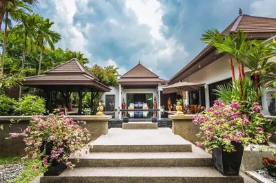a villa with stairs leading to a house at 06 - Luxurious & Lavish Getaway in Surin Beach in Surin Beach