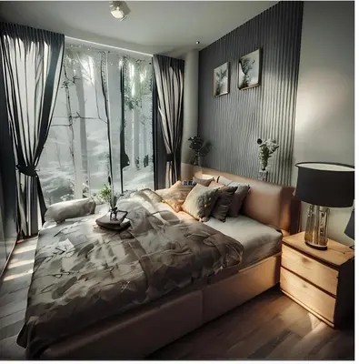 a bedroom with a large bed and a window at Cozy condo in Ban Tha Khreng