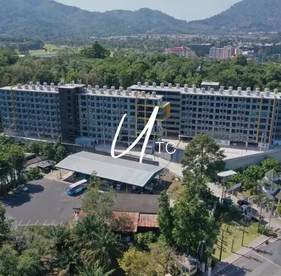 an overhead view of a large building with a sign in front at Utopia Kathu Condo in Phuket Town
