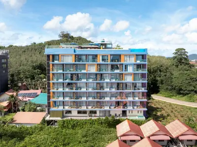 an aerial view of a hotel at The Blue Hotel in Chalong