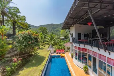 an aerial view of a resort with a swimming pool at Chalong - 10 BR Private Pool Villa - Villa Nap Dau - Phuket in Chalong