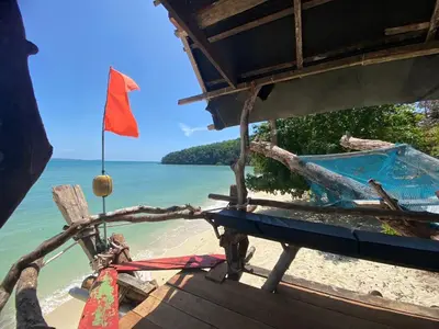 a view of the beach from a boat on the beach at Naturist Beach Camping Private Beach Phuket in Ko Lone