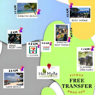 a collage of logos for different resorts at Condo Near Bangtao Muay Thai & MMA in Ban Thalat Choeng Thale