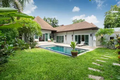 an image of a house with a swimming pool at Balinese Style 3BR Villa Morning Forest, Nai Harn in Rawai Beach