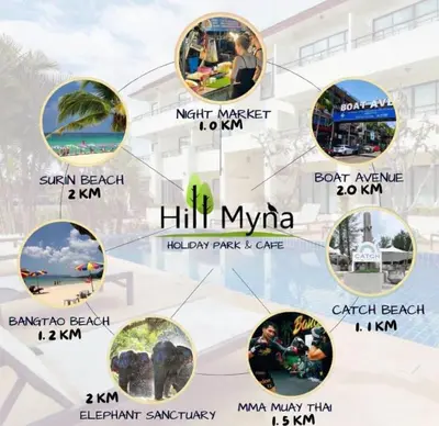 a collage of photos of different places in the world at Apartments Near Bangtao Muay Thai & MMA in Ban Thalat Choeng Thale