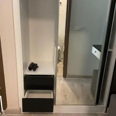a small bathroom with a sink and a mirror at Royal Lee Phuket Condominium AirportB in Ban Bo Han