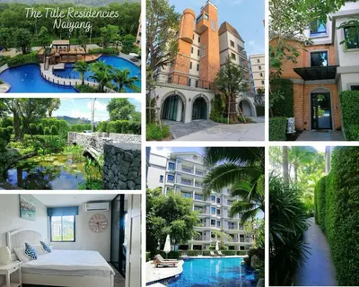 a collage of pictures of a resort at The Title NaiyangPhuket1 in Phuket