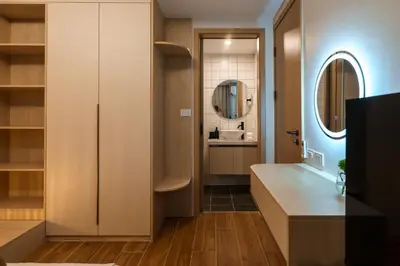 a bathroom with a sink and a mirror at Dream 1 BdR Kamala Beach Free Parking WiFi Gym in Kathu