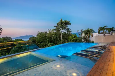 a pool with a view at a villa at Sea Views 2BR ,,Adult Only,, Apartment 817 in Sapphire Bay Residence, Patong in Patong Beach