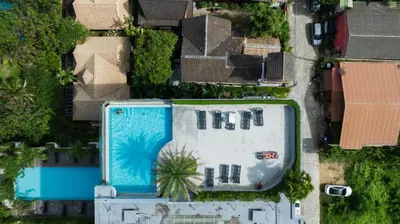 an overhead view of a swimming pool in a house at Cozy Apartment-1BR T2-524 in Chalong