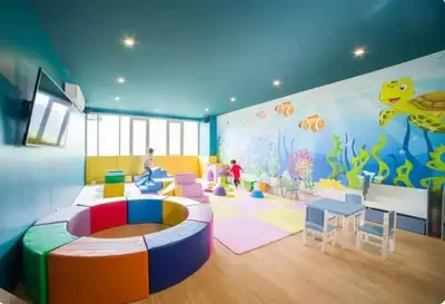 a room with a childrens room with a fish mural at Studio Sea view with kitchen by Renttini in Kamala Beach