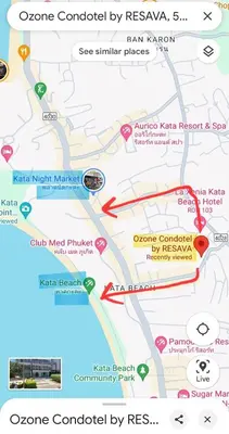 a map of theorecoated by reneva and saruman palace at Ozone Condotel Kata Beach by Pitjira in Phuket Town