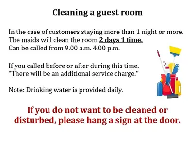 a flyer for cleaning a guest room with a text box at XX BAO Patong Beach Phuket - เบา ป่าตอง in Patong Beach