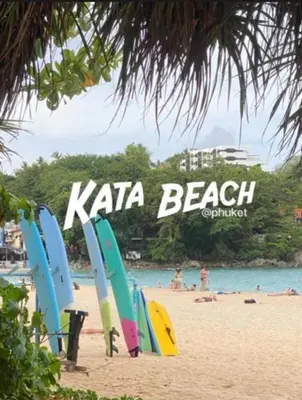 a group of surfboards sitting on a beach at Mamma Mia Rooms in Kata Beach