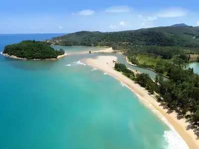 an aerial view of a beach in the ocean at Laya Suites and Residences in Bang Tao Beach