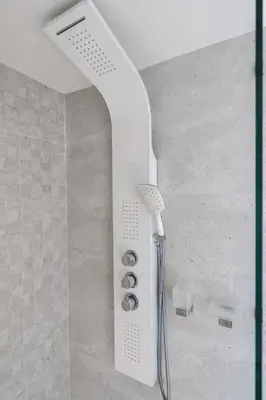a shower in a bathroom with a shower head at Luxury Villa Residence near Laguna in Ban Pak Lak