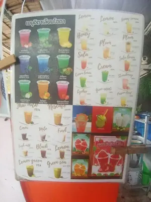 a refrigerator with a display of different types of flower pots at Come see comsa in Koh Lone