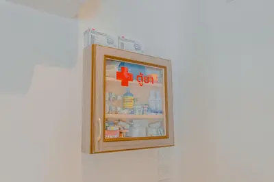 a small refrigerator with food inside of it at Baan Cocoa Boutique Hotel in Natai Beach