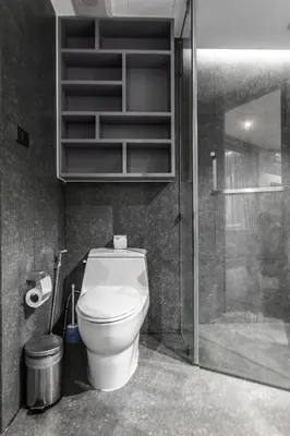a bathroom with a toilet and a glass shower at Great 1BDR Kamala 500m to beach in Kamala Beach